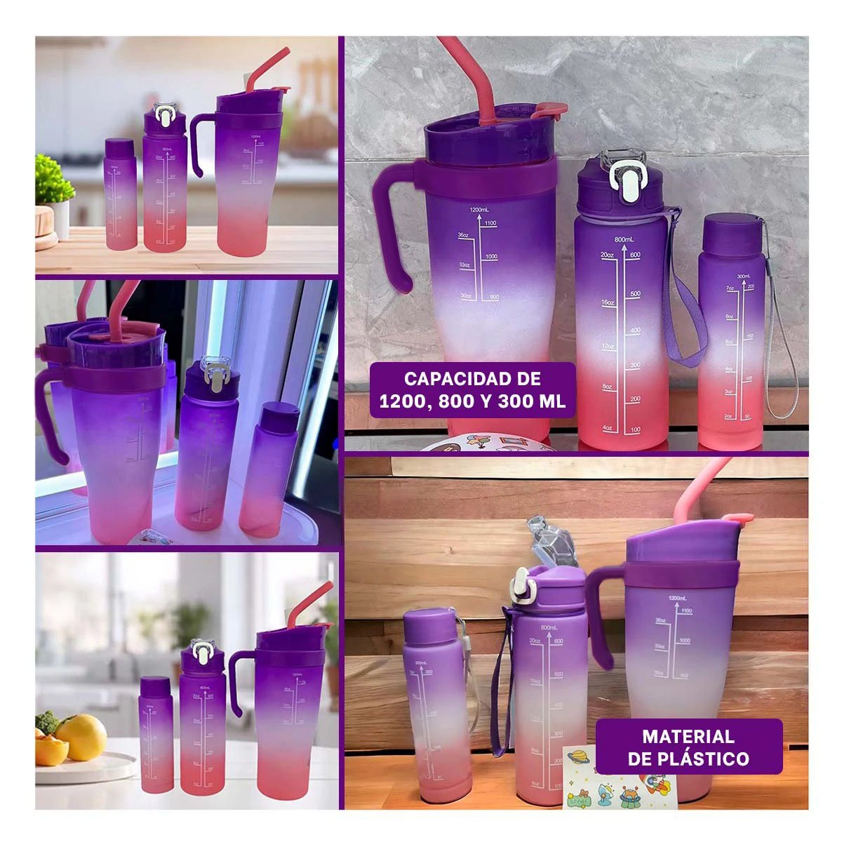 PACK4 EQUIPO TRIO TRICOLOR MORADO BLANCO ROSADO FACIL DE USAR Y PRACTICO Y+REGALO STICKER - 2