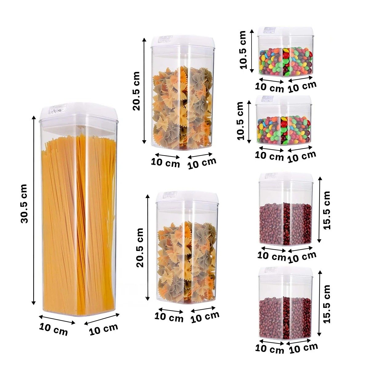PACK6 CONTENEDOR ACRÍLICO 7 PIEZAS TRANSPARENTE MANTIENE ALIMENTOS - 4