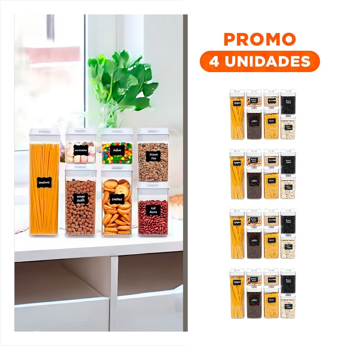 PACK4 RECIPIENTE ACRÍLICO CONTENEDORES 7 PIEZAS TRANSPARENTE PORTÁTIL PARA COCINA - 1