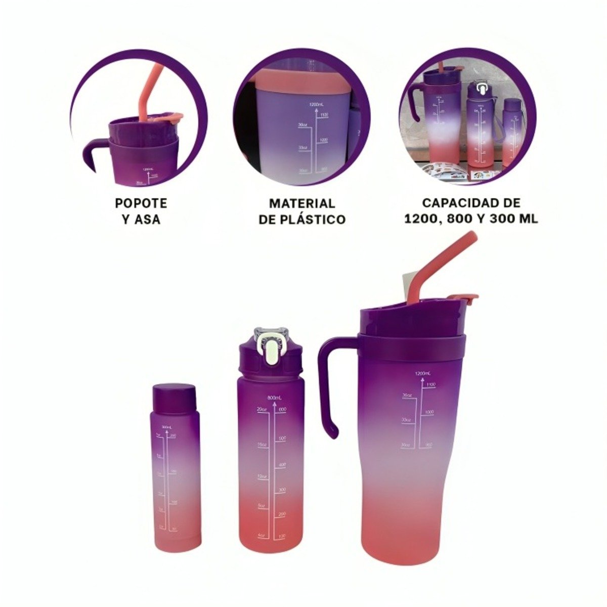 TOMATODO TRIO TRICOLOR MORADO BLANCO ROSADO COMPACTO Y FACIL DE USAR EN HOGAR Y+POST IT - 5