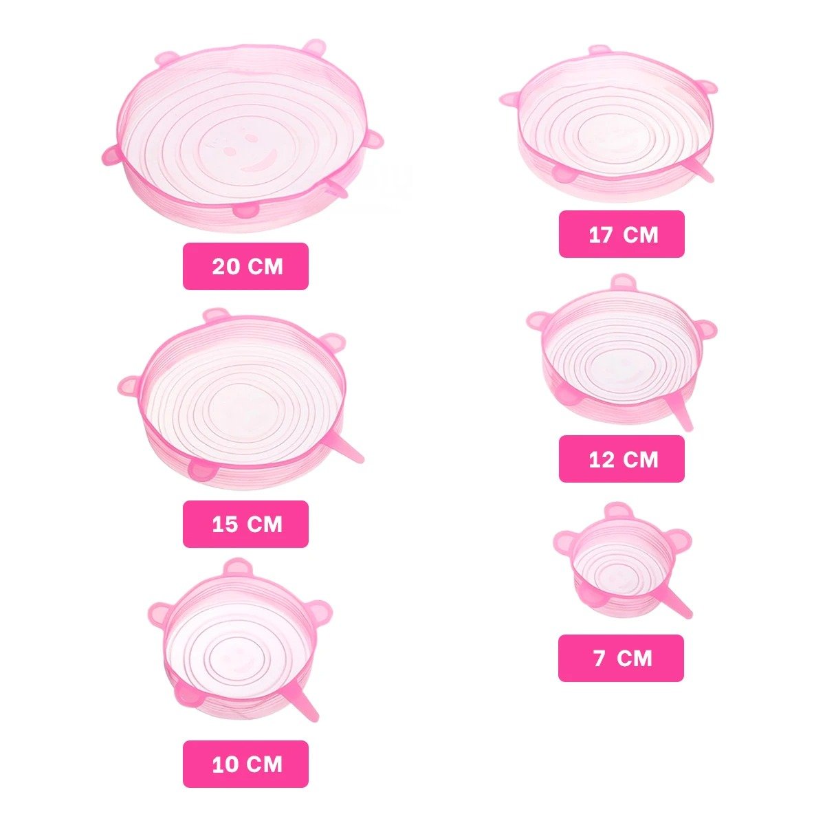 PACK12 HERRAMIENTA 6 TAPAS SILICONA EXTENSIBLES ROSADO FACIL USO DIARIO Y+PAPEL REGALO - 4