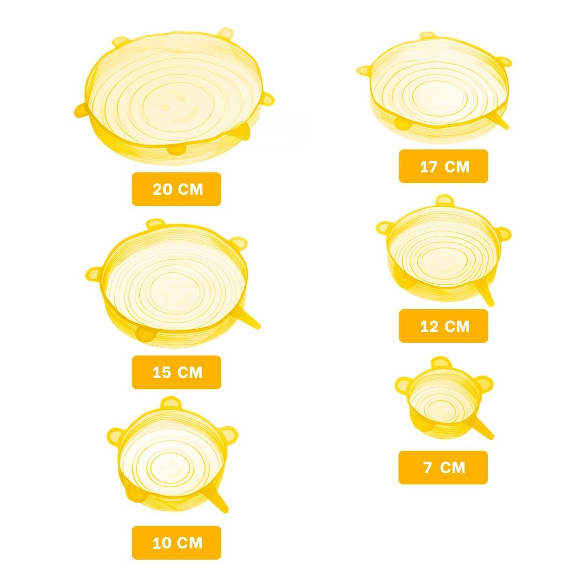 PACK6 SET 6 TAPAS SILICONA EXTENSIBLES AMARILLO SEGURO Y PRACTICO - 4