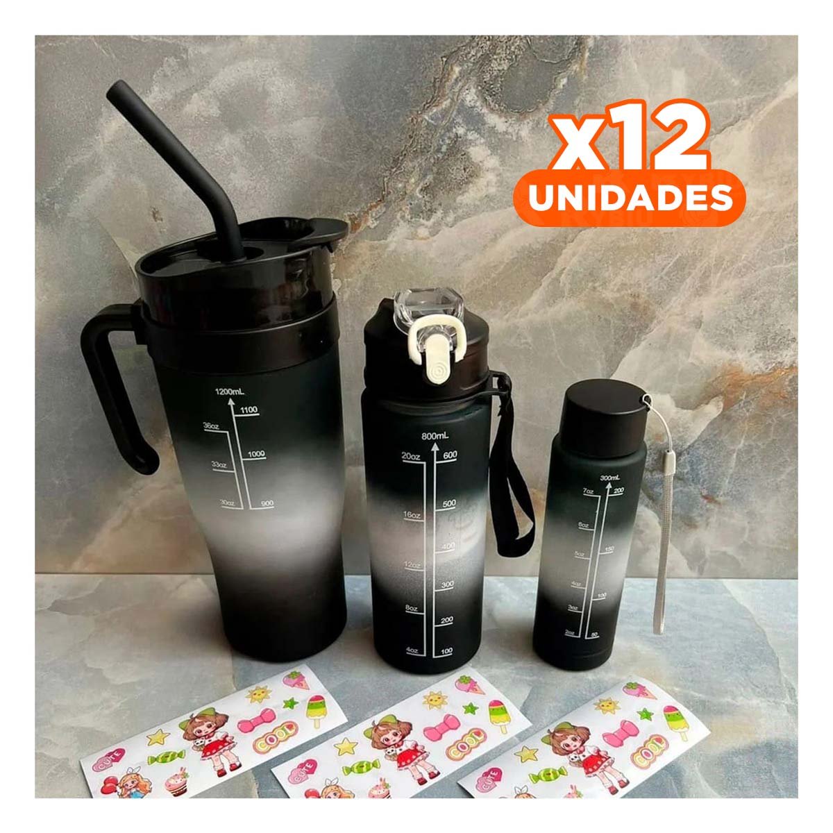 PACK12 CONTENEDOR TRIO TRICOLOR NEGRO BLANCO FACIL DE USAR Y SEGURO HOGAR Y+PAPEL REGALO - 1