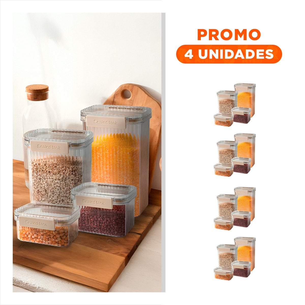 PACK4 UTENSILIO ALIMENTOS ACRILICO SET 5 TRANSPARENTE FACIL LIMPIAR DIARIO - 1