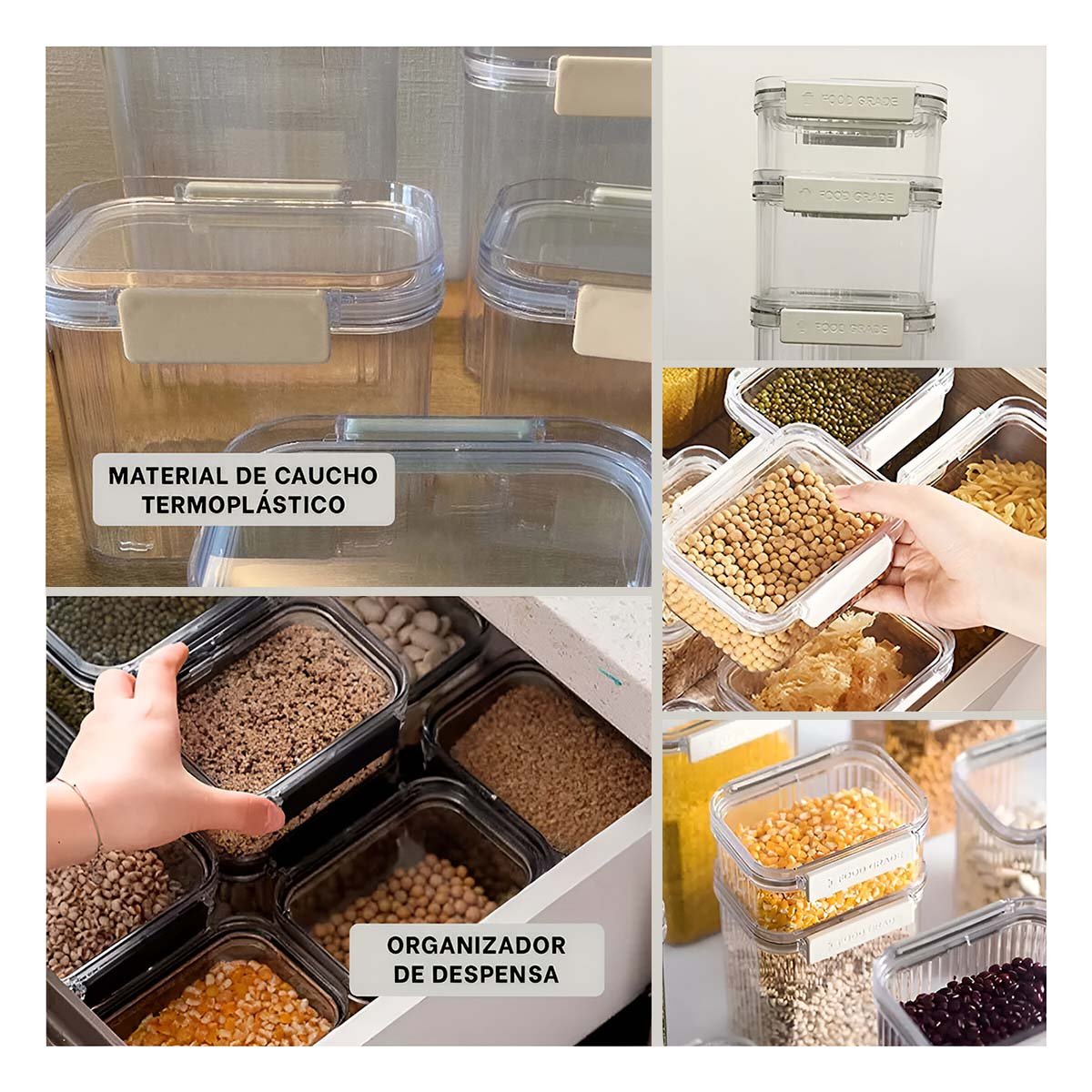 CONTENEDORES ALIMENTOS ACRILICO SET 5 TRANSPARENTE CON DISENO PRACTICO DIARIO Y+POST IT - 2