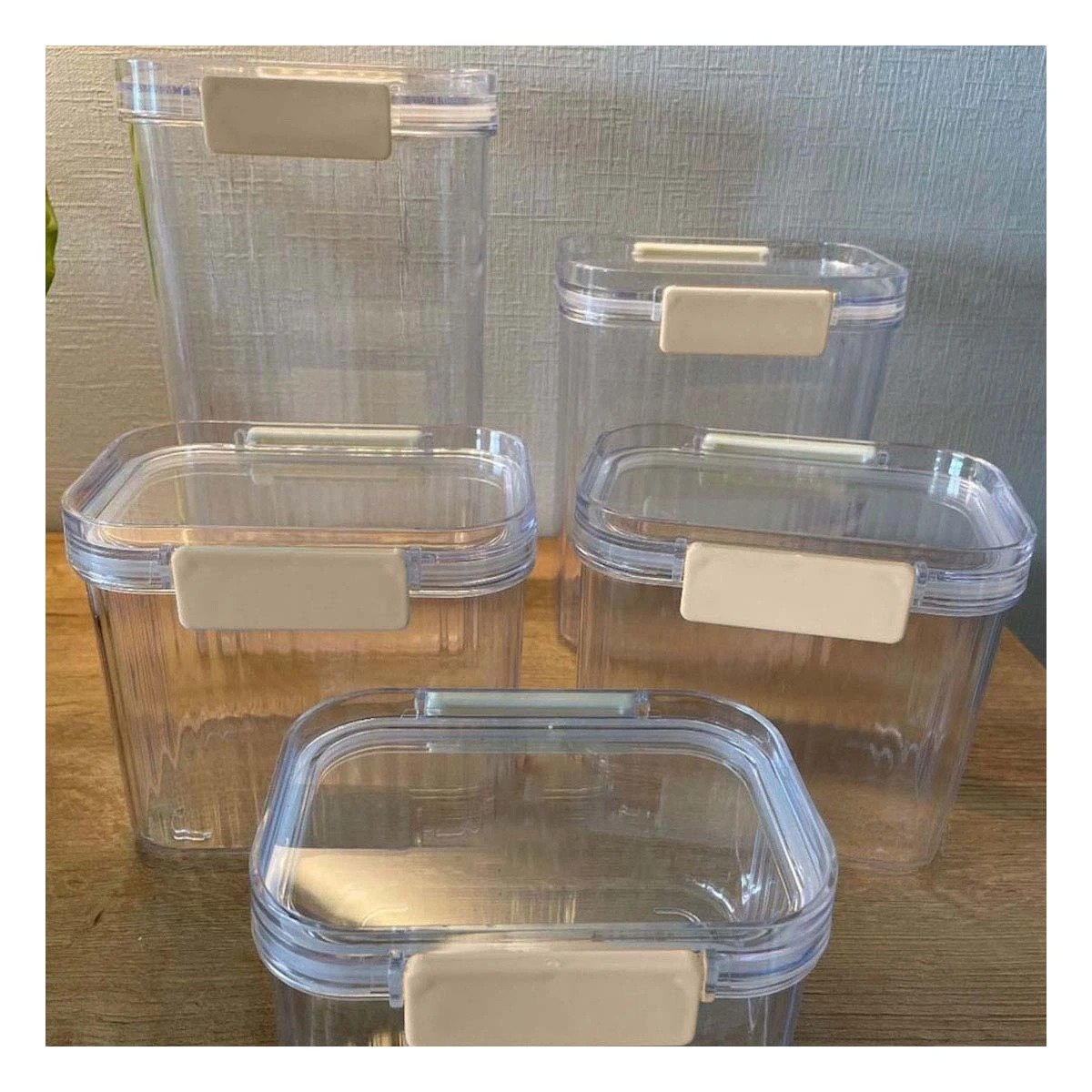 CONTENEDORES ALIMENTOS ACRILICO SET 5 TRANSPARENTE CON DISENO PRACTICO DIARIO Y+POST IT - 3