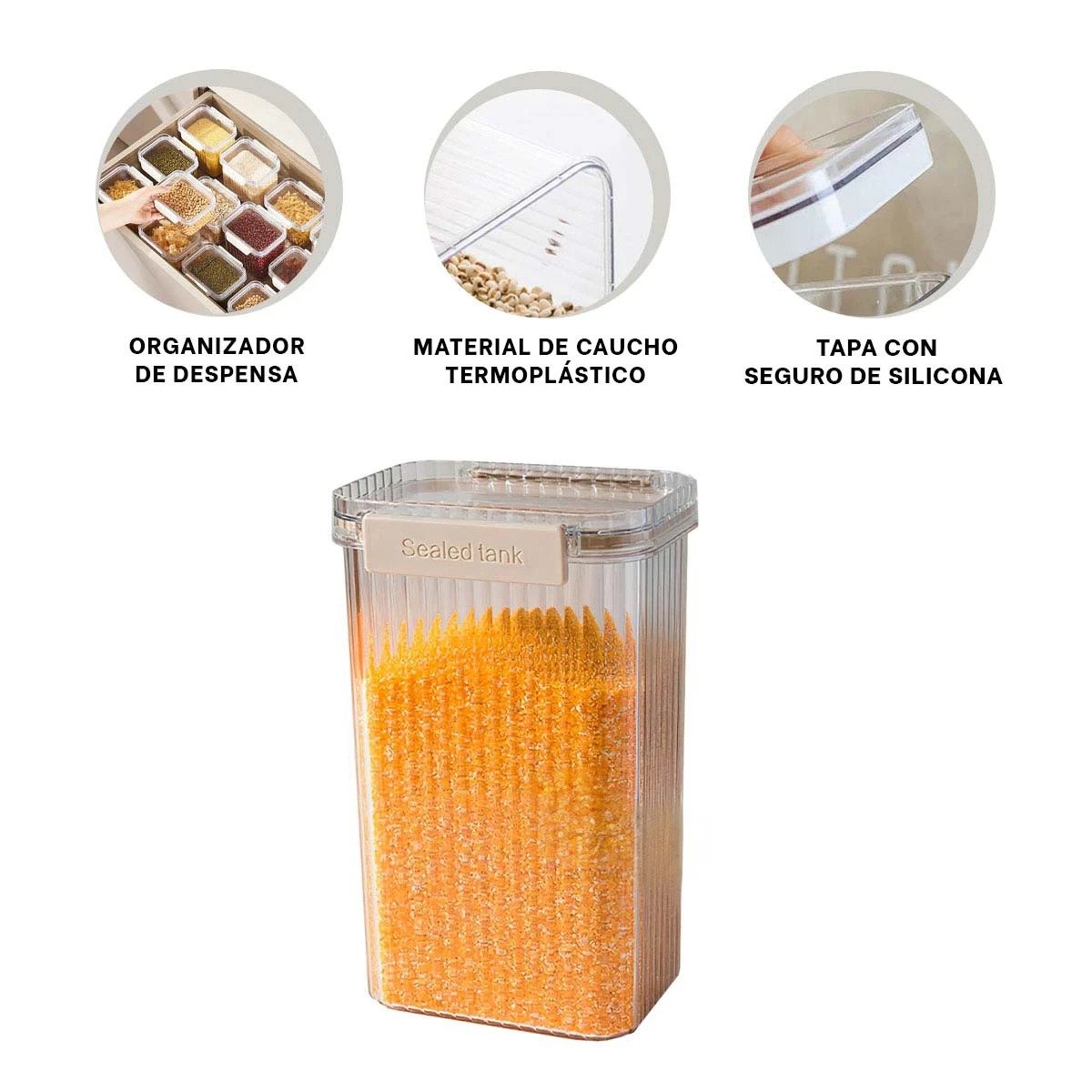 CONTENEDORES ALIMENTOS ACRILICO SET 5 TRANSPARENTE CON DISENO PRACTICO DIARIO Y+POST IT - 5