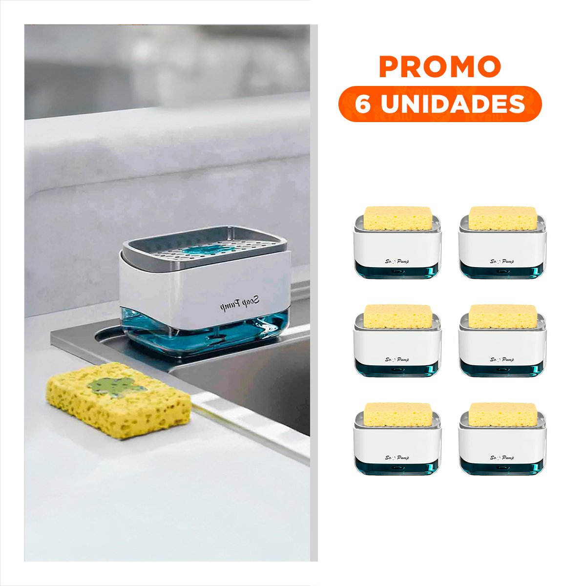 PACK6 ACCESORIO JABÓN LIQUIDO LAVAVAJILLA BLANCO FACIL LIMPIAR DIARIO Y+REGALO STICKER - 1