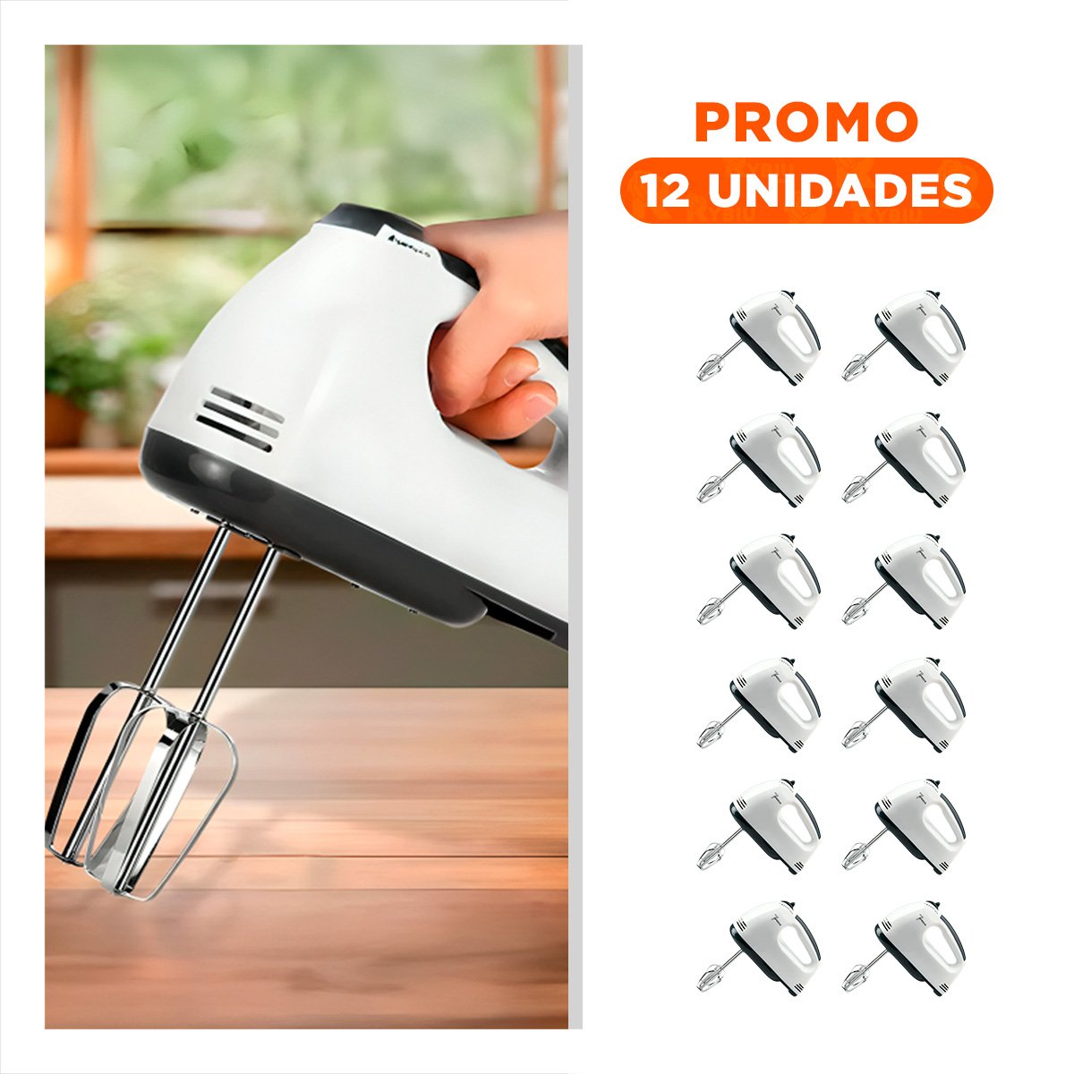PACK12 UTENSILIO MANO ELECTRICA 7 VELOCIDADES BLANCO COMPACTO Y FACIL TRANSPORTAR - 1