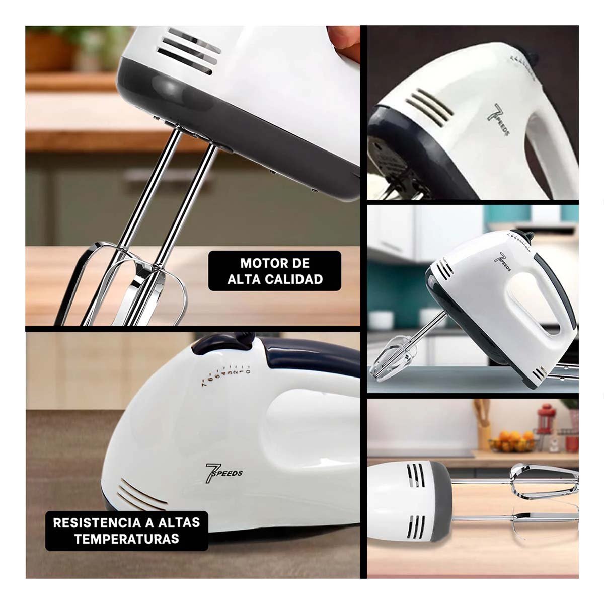 BATIDORA MANO ELECTRICA 7 VELOCIDADES BLANCO PRACTICA Y SEGURA COCINA Y+PAPEL REGALO - 3