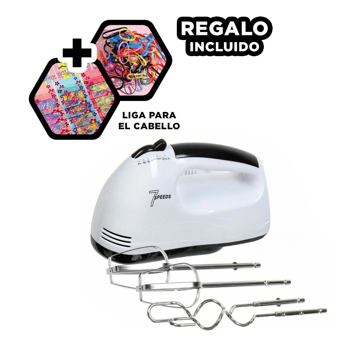 BATIDORA MANO ELECTRICA 7 VELOCIDADES BLANCO FACIL LIMPIAR RAPIDO Y+LIGAS REGALO - 2