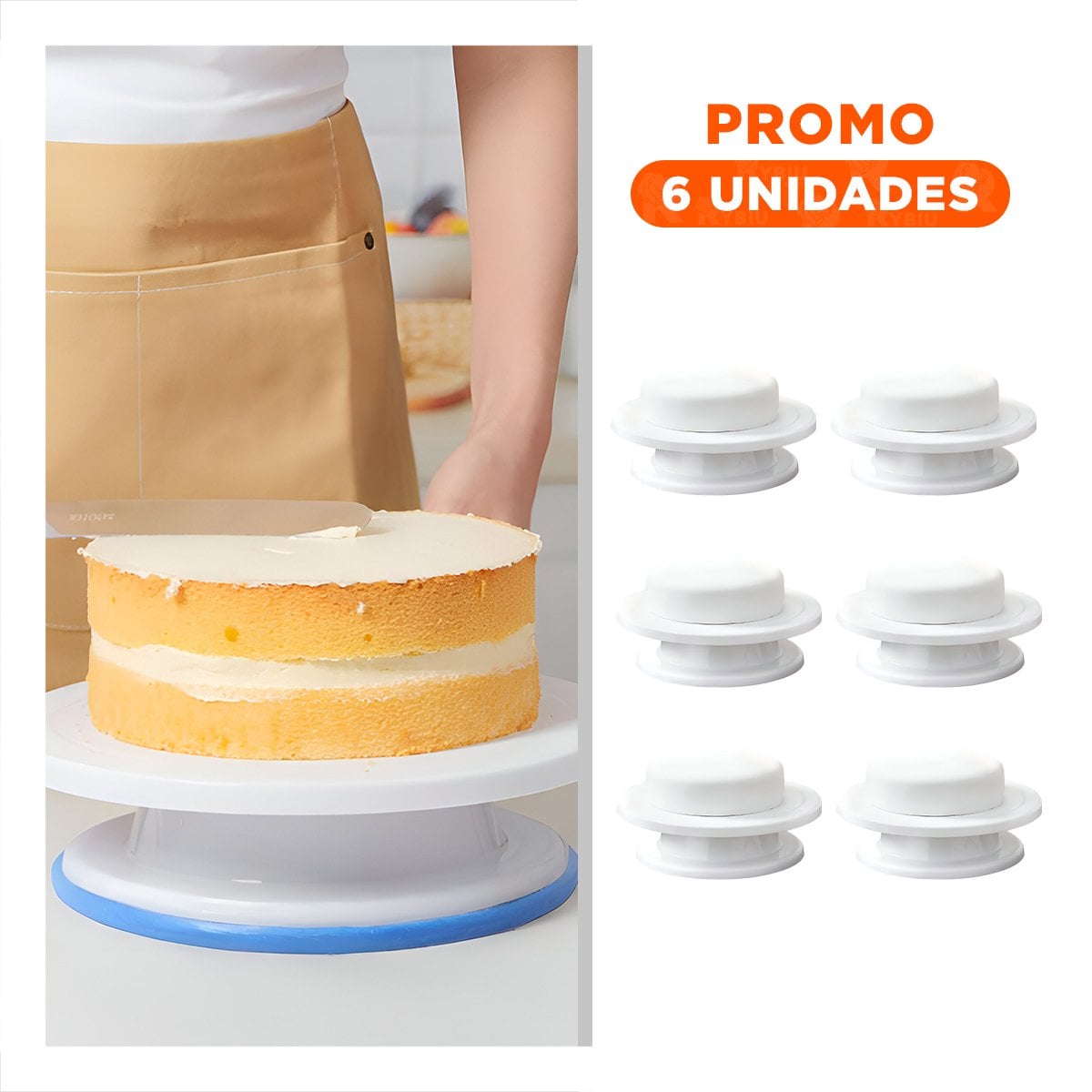 PACK6 SOPORTE DE PASTELERIA BLANCO GIRATORIA IDEAL PARA TORTAS Y POSTRES Y+REGALO STICKER - 1