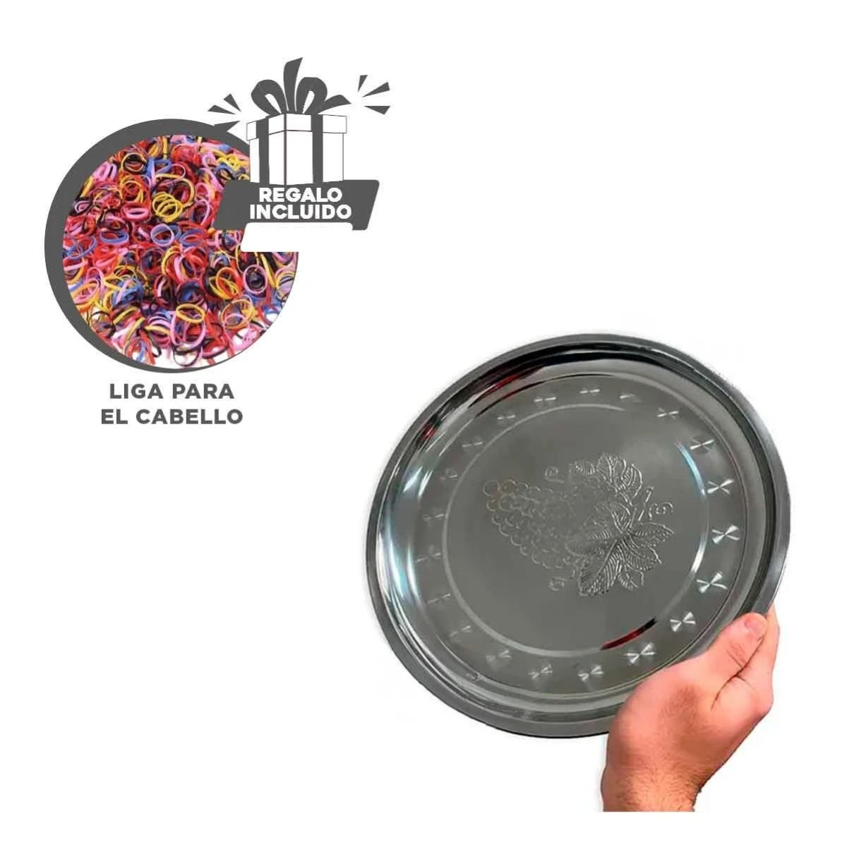 BANDEJA DE ACERO 40 CM X 40 CM SEGURA Y POTENTE PARA SERVIR COMIDA EN CASA Y+LIGAS REGALO - 2