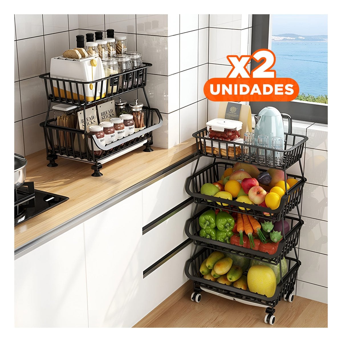 PACK2 ORGANIZADOR DE ACERO NEGRO DE ESTILO MODERNO EN SU VIVIENDA LINDA Y+PAPEL REGALO - 1