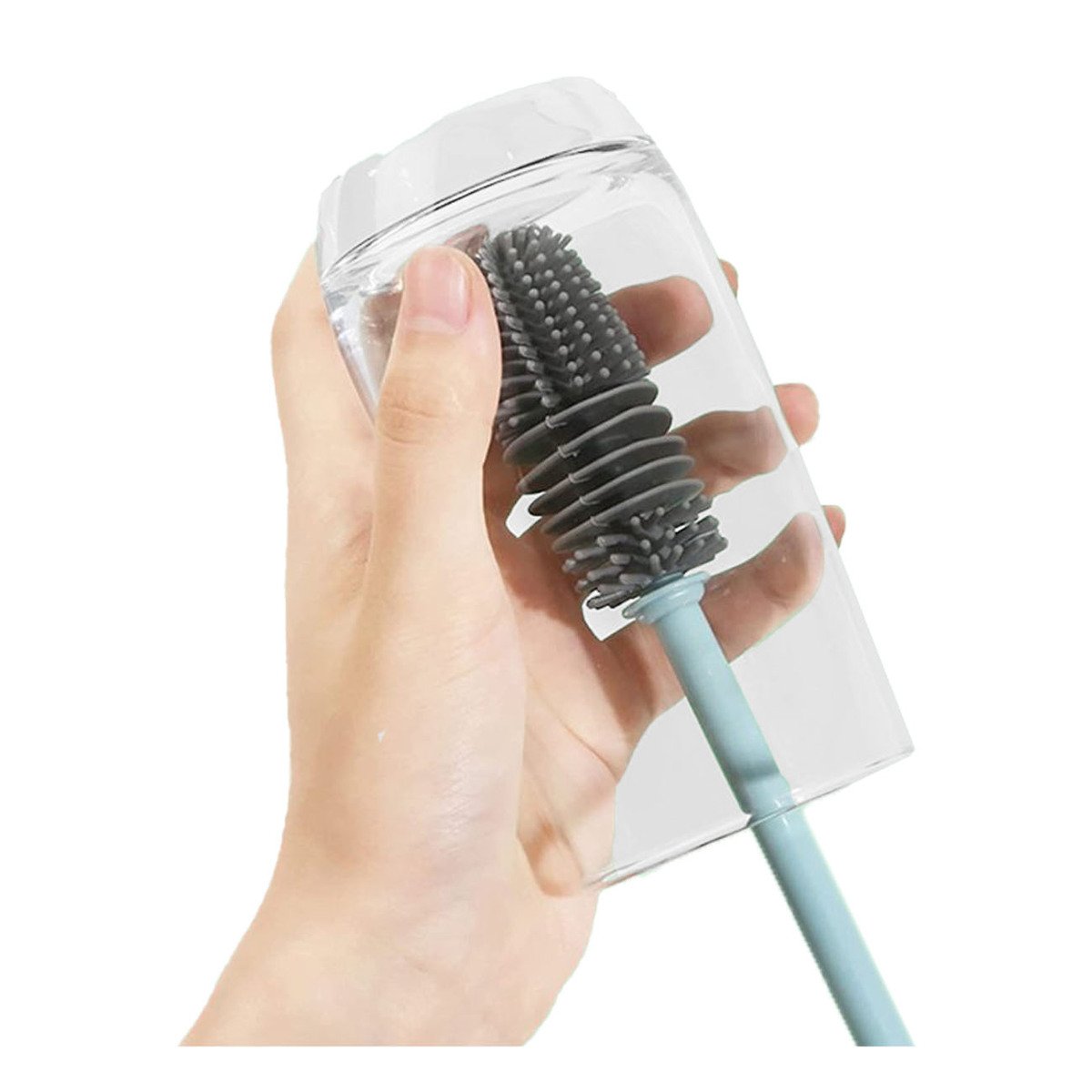 CEPILLO DE SILICONO PARA LIMPIAR BOTELLAS CELESTE PARA LA UTILIDAD DE LOS HIJOS Y+LIGAS REGALO - 5