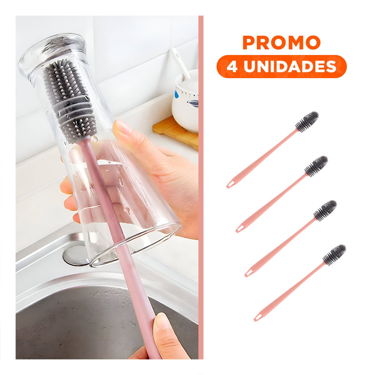 PACK4 HERRAMIENTA DE LAVADO ROSADO CON DISEÑO ELEGANTE EN SU CASA REAL LINDA - 1