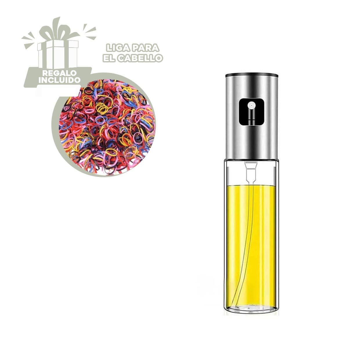 ACEITERO SPRAY VIDRIO PLATEADO SEGURO Y DURABLE PARA COCINA Y+LIGAS REGALO - 2