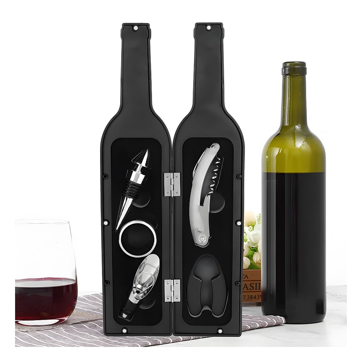 RECIPIENTES SACA CORCHOS NEGRO PARA CASA Y EVENTOS CON ESTILO MODERNO Y+REGALO STICKER - 3