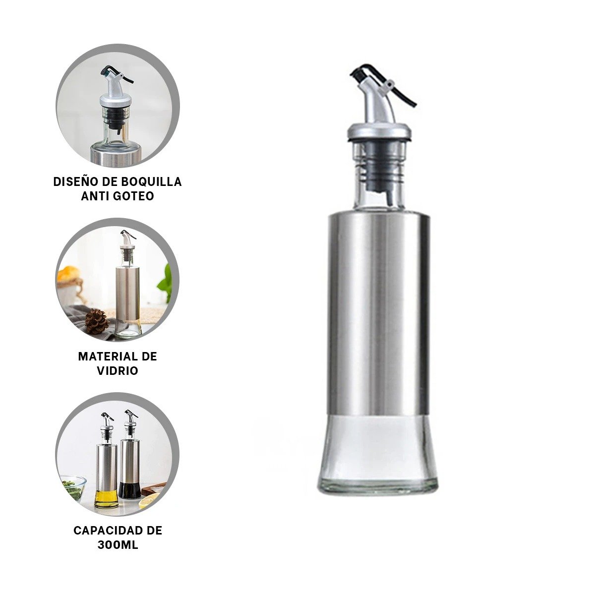 ACEITERO DE VIDRIO VERTEDOR 300ML FACIL DE USAR Y MANTENER ORGANIZADO Y+POST IT - 5