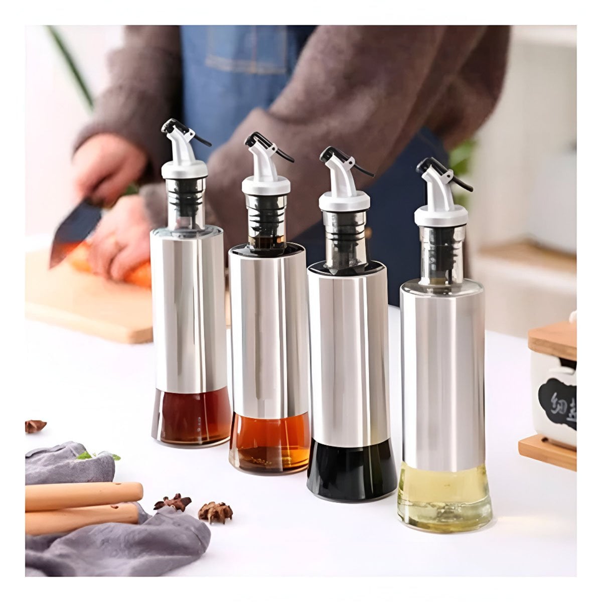 ACEITERO DE VIDRIO CON VERTEDOR 300ML FACIL DE LLENAR Y MANTENER ORDEN Y+REGALO STICKER - 5