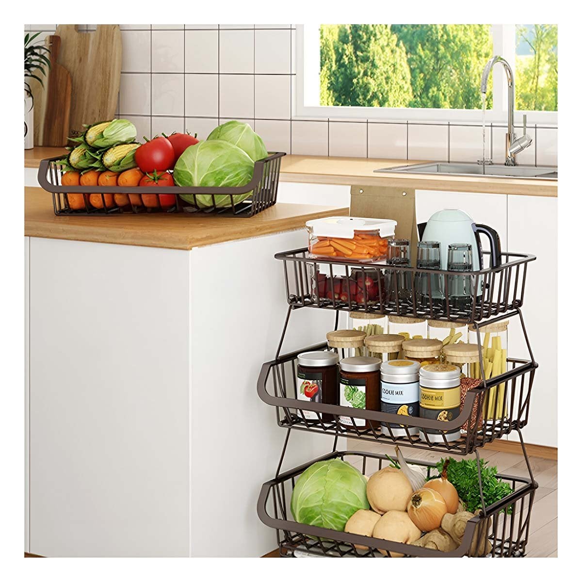 CESTA 4 NIVELES NEGRO DE MATERIAL FUERTE EN SU HOGAR REAL Y+REGALO STICKER - 5