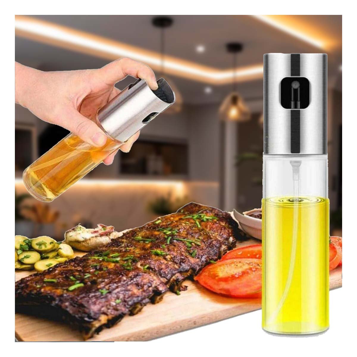 PACK4 ENVASE SPRAY VIDRIO PLATEADO SEGURO Y DURABLE PARA COCINA - 2