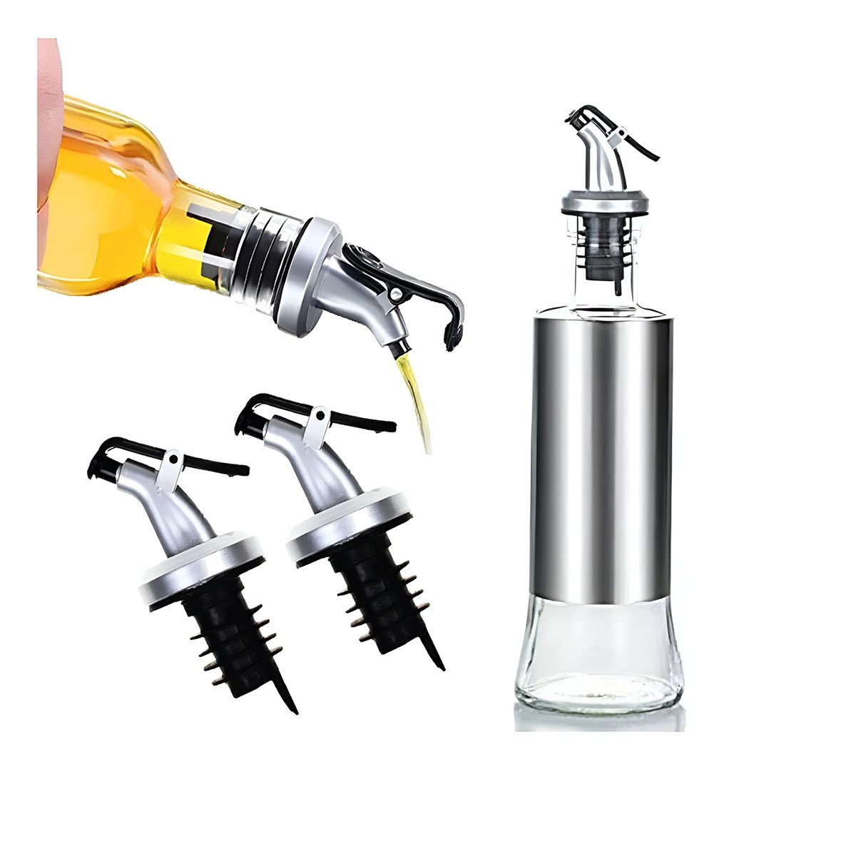 ACEITERO VIDRIO PICO DOSIFICADOR 500ML DURABLE Y SEGURO PARA COCINA Y+LIGAS REGALO - 5