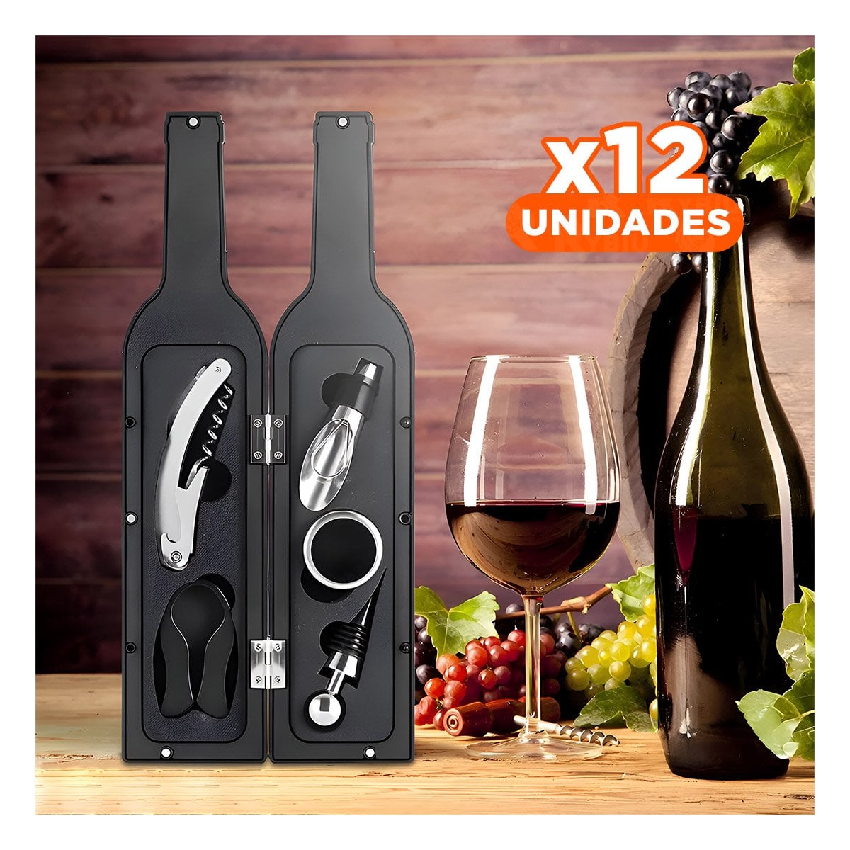 PACK12 RECIPIENTES SACA CORCHOS NEGRO PARA HOGAR Y CENA CON ACABADO MODERNO Y+PAPEL REGALO - 1