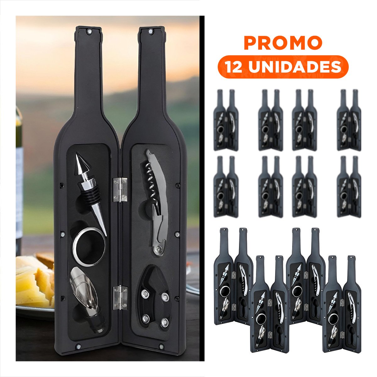 PACK12 ENVASES SACA CORCHOS NEGRO PARA FIESTA Y COCINA CON ESTILO MODERNO Y DURABLE - 1