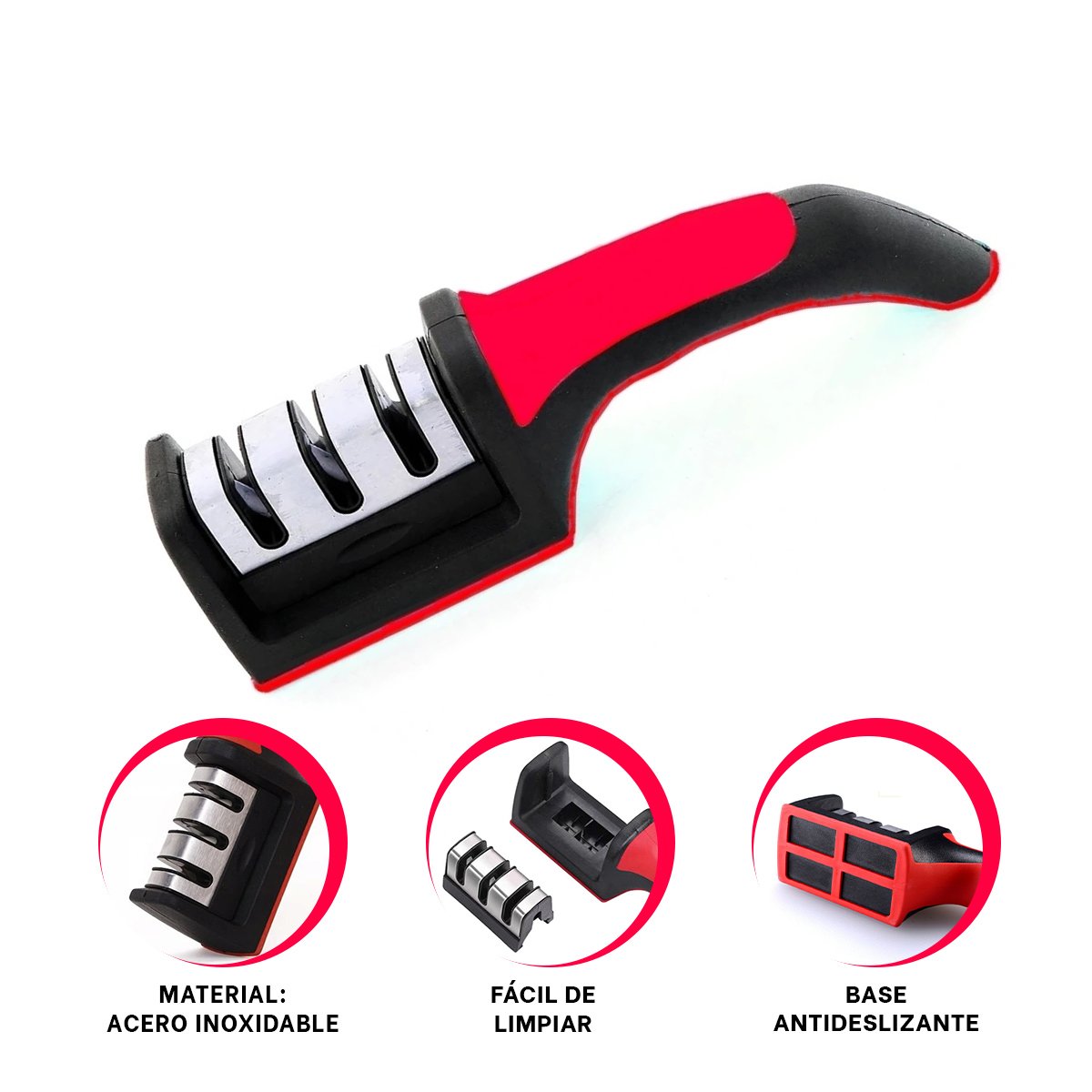 PACK12 SACAPUNTAS COMPACTO 3 ETAPAS MANGO PLASTICO PORTATIL ROJO NEGRO Y+REGALO STICKER - 2