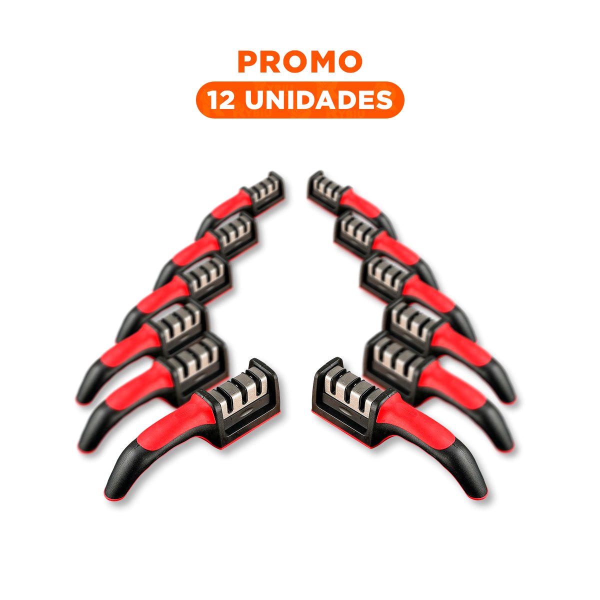 PACK12 HERRAMIENTA DE AFILADO RAPIDA 3 TIEMPOS MANGO PLASTICO ROJO NEGRO SEGURA - 1