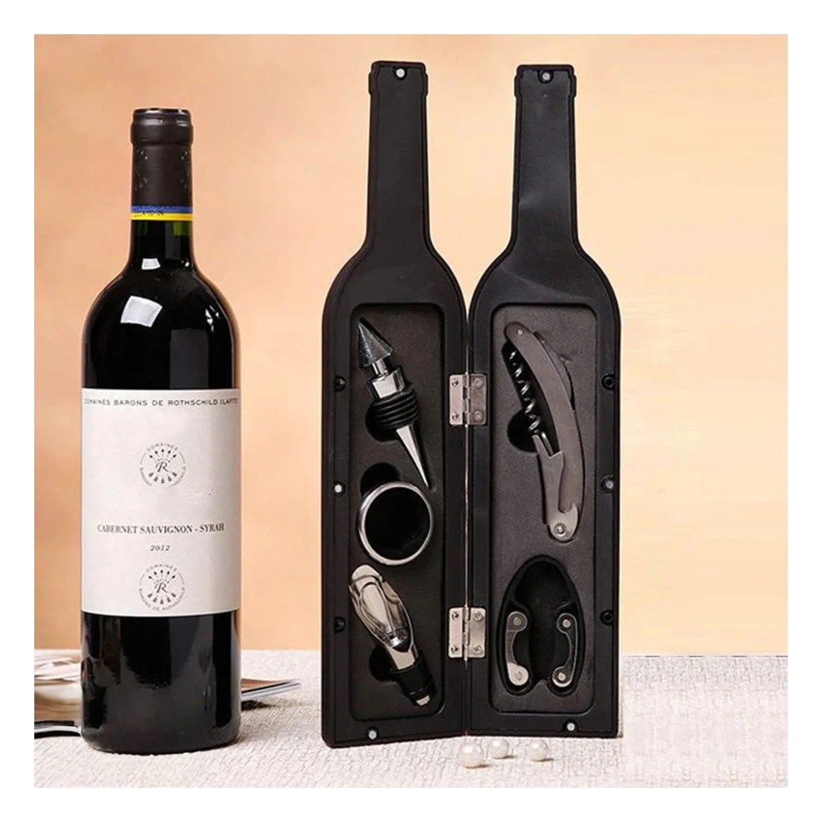 PACK4 ENVASES SACA CORCHOS NEGRO PARA HOGAR Y FIESTA CON ACABADO MODERNO Y+REGALO STICKER - 5