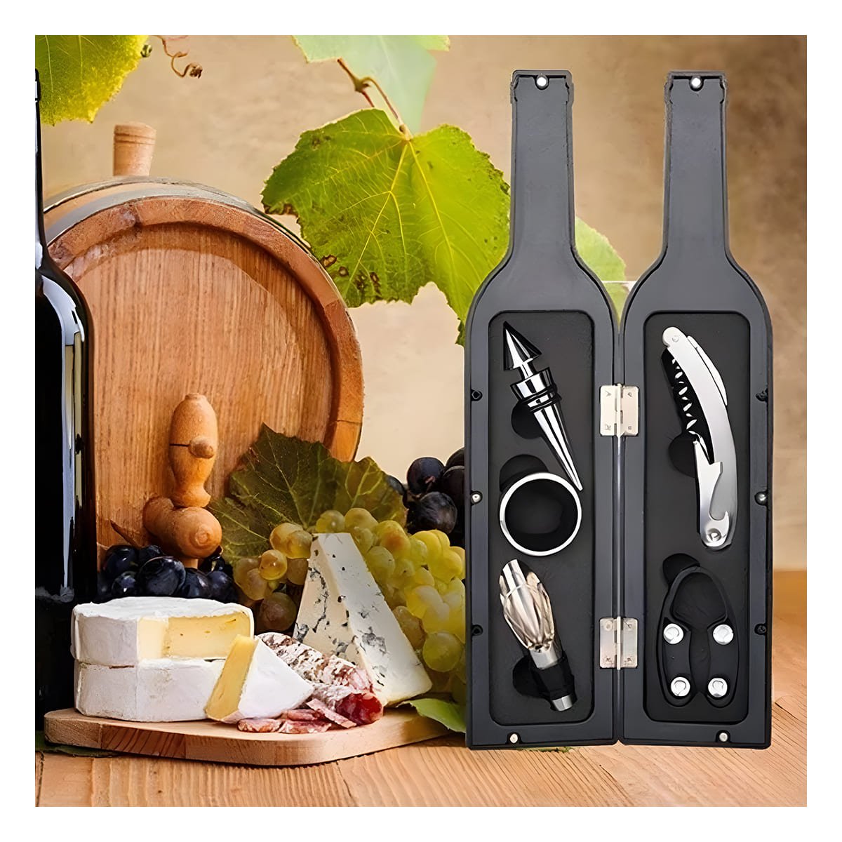 PACK4 BOTELLAS SACA CORCHOS NEGRO PARA AMIGOS Y COCINA CON ACABADO PRACTICO Y MODERNO - 2