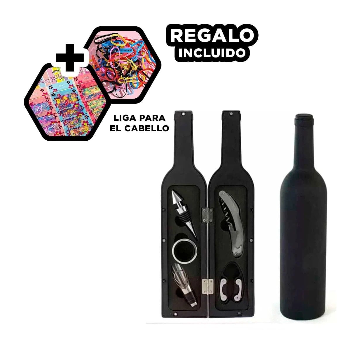 CONTENEDORES SACA CORCHOS NEGRO PARA COCINA Y FIESTA CON ACABADO ELEGANTE Y+LIGAS REGALO - 2