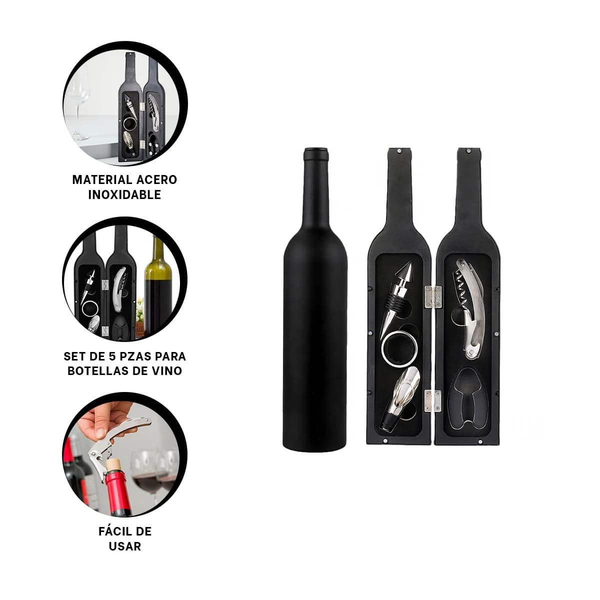 FRASCOS SACA CORCHOS NEGRO PARA HOGAR Y COCINA CON ACABADO MODERNO Y DURABLE Y+POST IT - 5