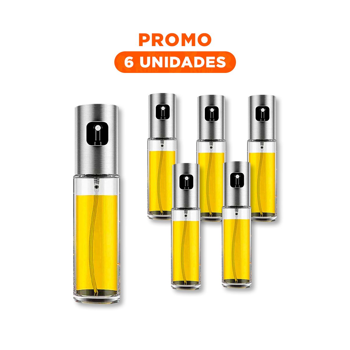 PACK6 DOSIFICADOR SPRAY VIDRIO PLATEADO SEGURO Y DURABLE PARA COCINA Y+REGALO STICKER - 1