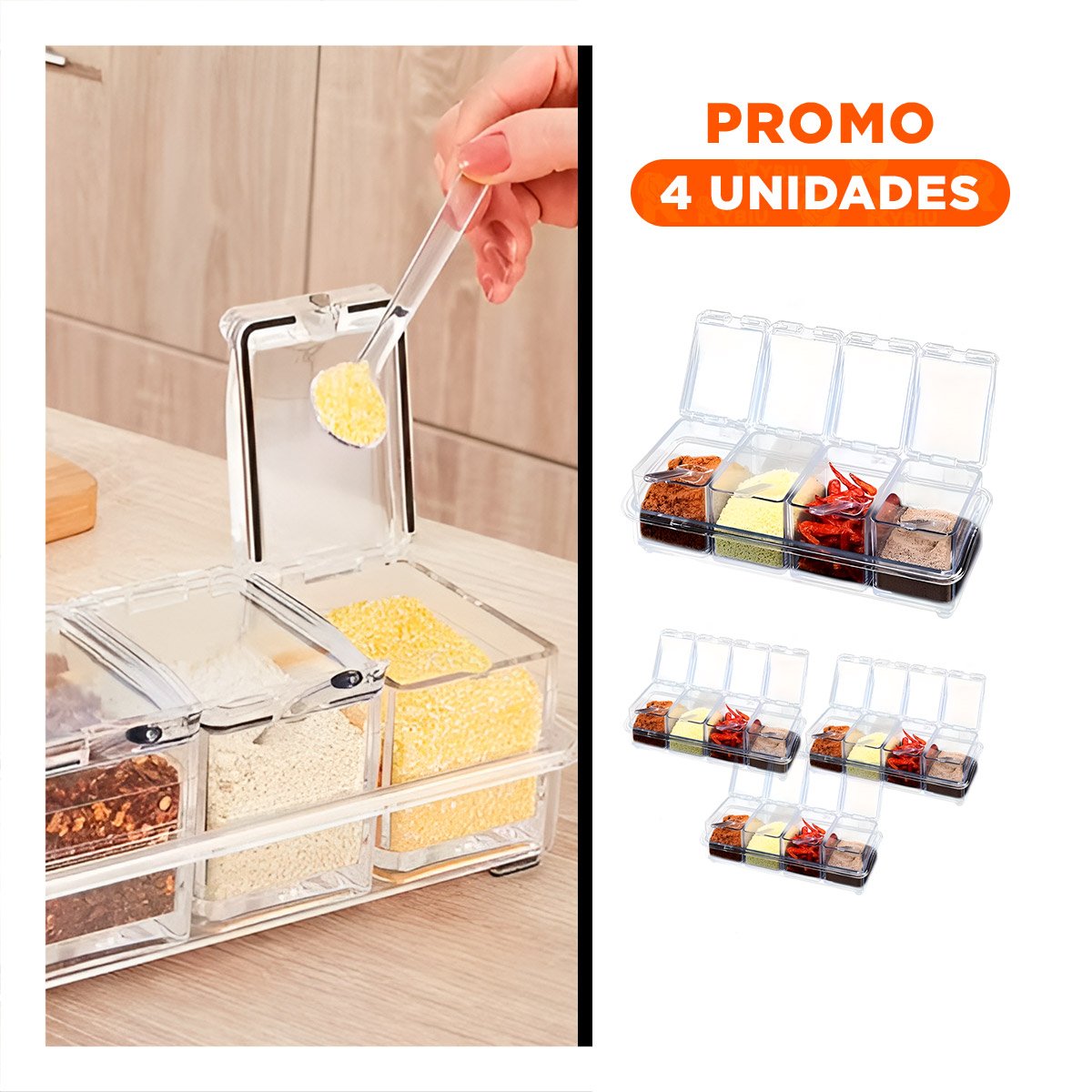 PACK4 ORGANIZADOR DE ESPECIAS SET 4 CON DISEÑO ELEGANTE EN SU CASA REAL LINDA - 1