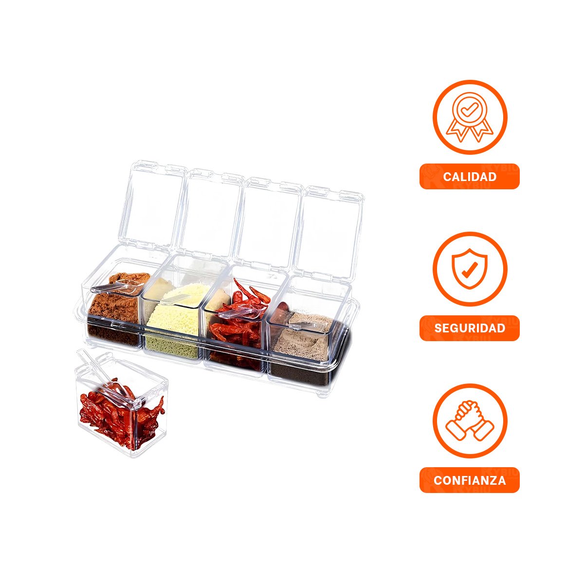 PACK4 ORGANIZADOR DE ESPECIAS SET 4 DE GRAN CALIDAD PARA MUCHA CARGA EN CASA Y+PAPEL REGALO - 2