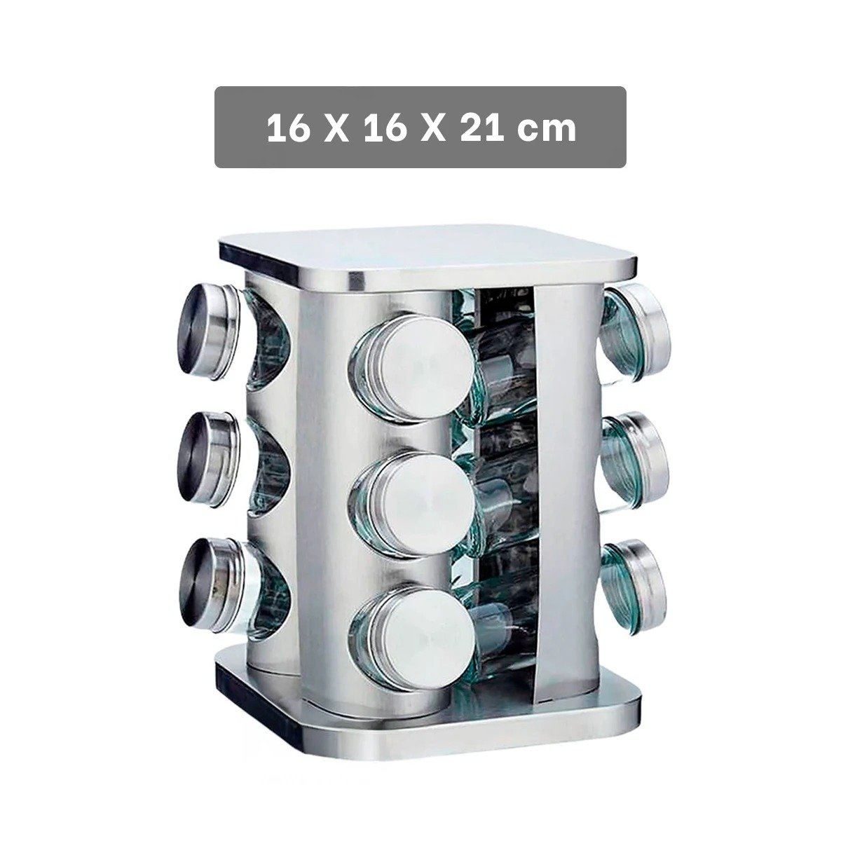 CONDIMENTERO CUADRADO 12 FRASCOS GRIS PARA EL ORDEN EN SU VIVIENDA LINDA - 4