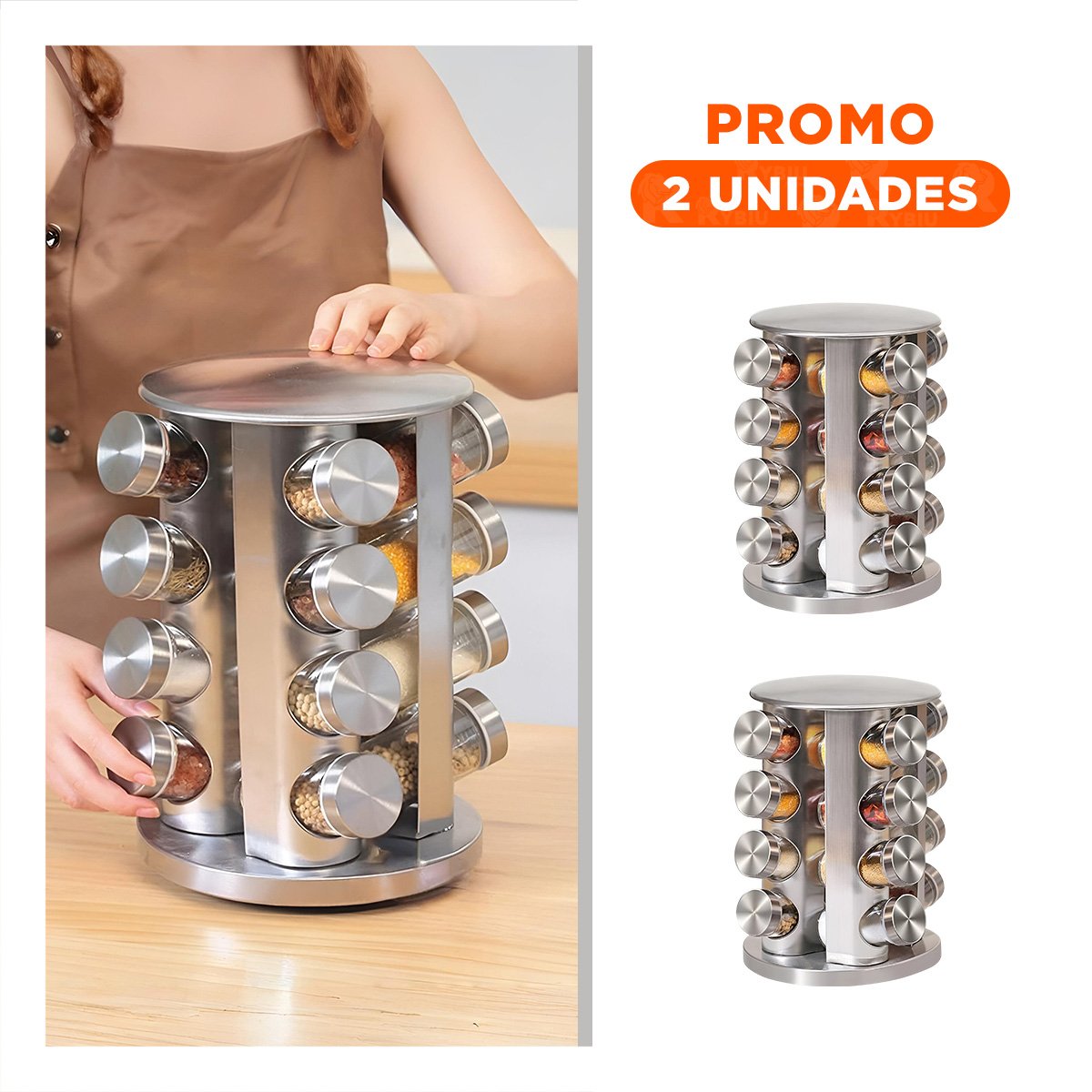 PACK2 ORGANIZADOR DE ESPECIAS 16 FRASCOS PARA FOMENTAR ESPACIO CON ORDEN Y+REGALO STICKER - 1