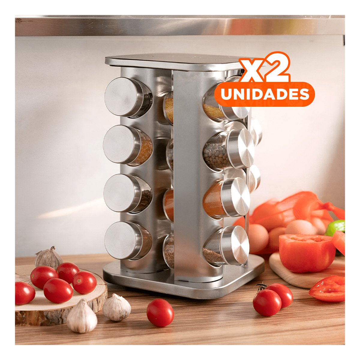 PACK2 ORGANIZADOR DE ESPECIAS 16 FRASCOS DE ESTILO MODERNO EN SU VIVIENDA Y+PAPEL REGALO - 1
