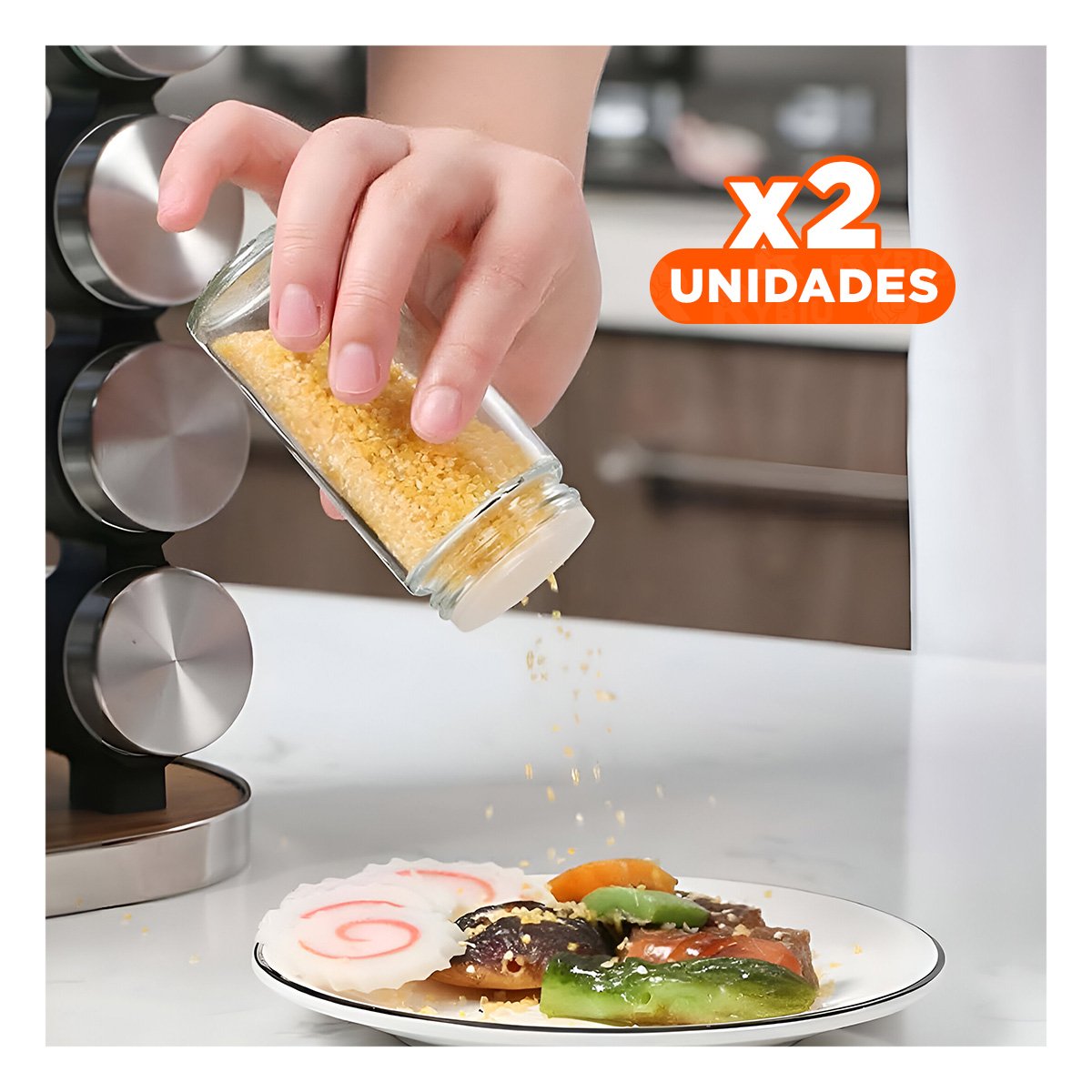 PACK2 ORGANIZADOR DE ESPECIAS 16 FRASCOS DE ESTILO MODERNO EN SU VIVIENDA Y+PAPEL REGALO - 1