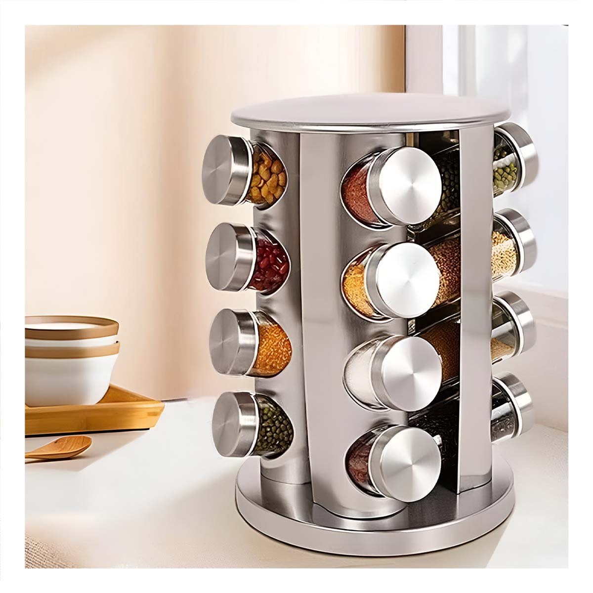 PACK2 ORGANIZADOR DE ESPECIAS 16 FRASCOS DE ESTILO MODERNO EN SU VIVIENDA Y+PAPEL REGALO - 5