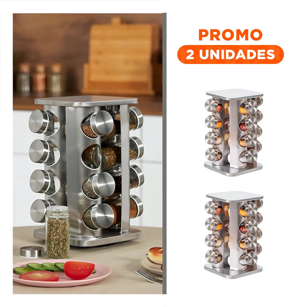 PACK2 ORGANIZADOR DE ESPECIAS 16 FRASCOS PARA FOMENTAR ESPACIO CON ORDEN Y+REGALO STICKER - 1