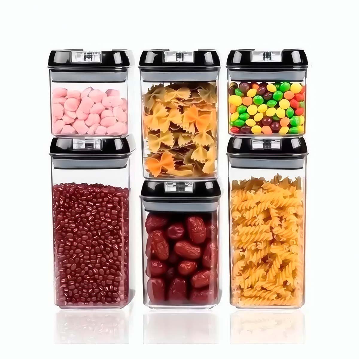 CONTENEDORES DE ALIMENTOS TAPA NEGRA SET 6 PARA LA UTILIDAD DE HIJOS SANOS Y+LIGAS REGALO - 5