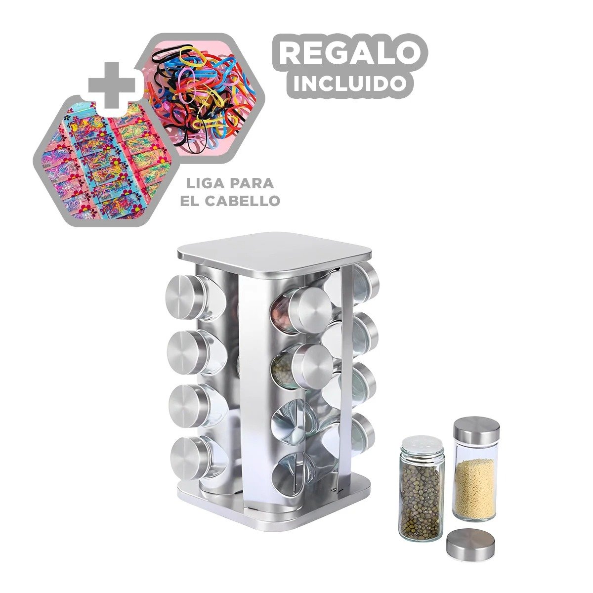 CONDIMENTERO CUADRADO 16 FRASCOS PARA LA UTILIDAD DE HIJOS SANOS Y+LIGAS REGALO - 2