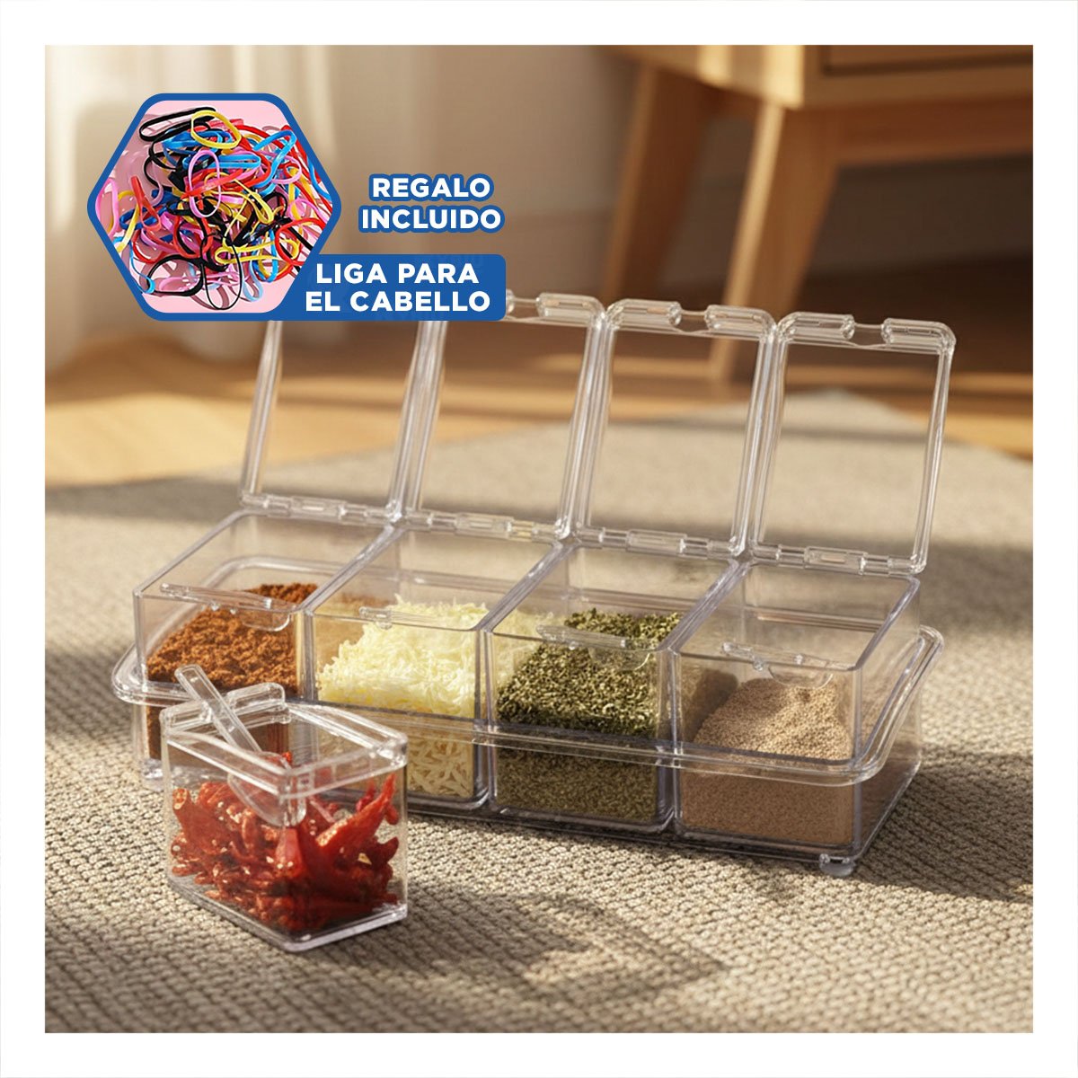 CONDIMENTEROS DESMONTABLES ACRILICO SET 4 PARA LA UTILIDAD DE HIJOS SANOS Y+LIGAS REGALO - 2