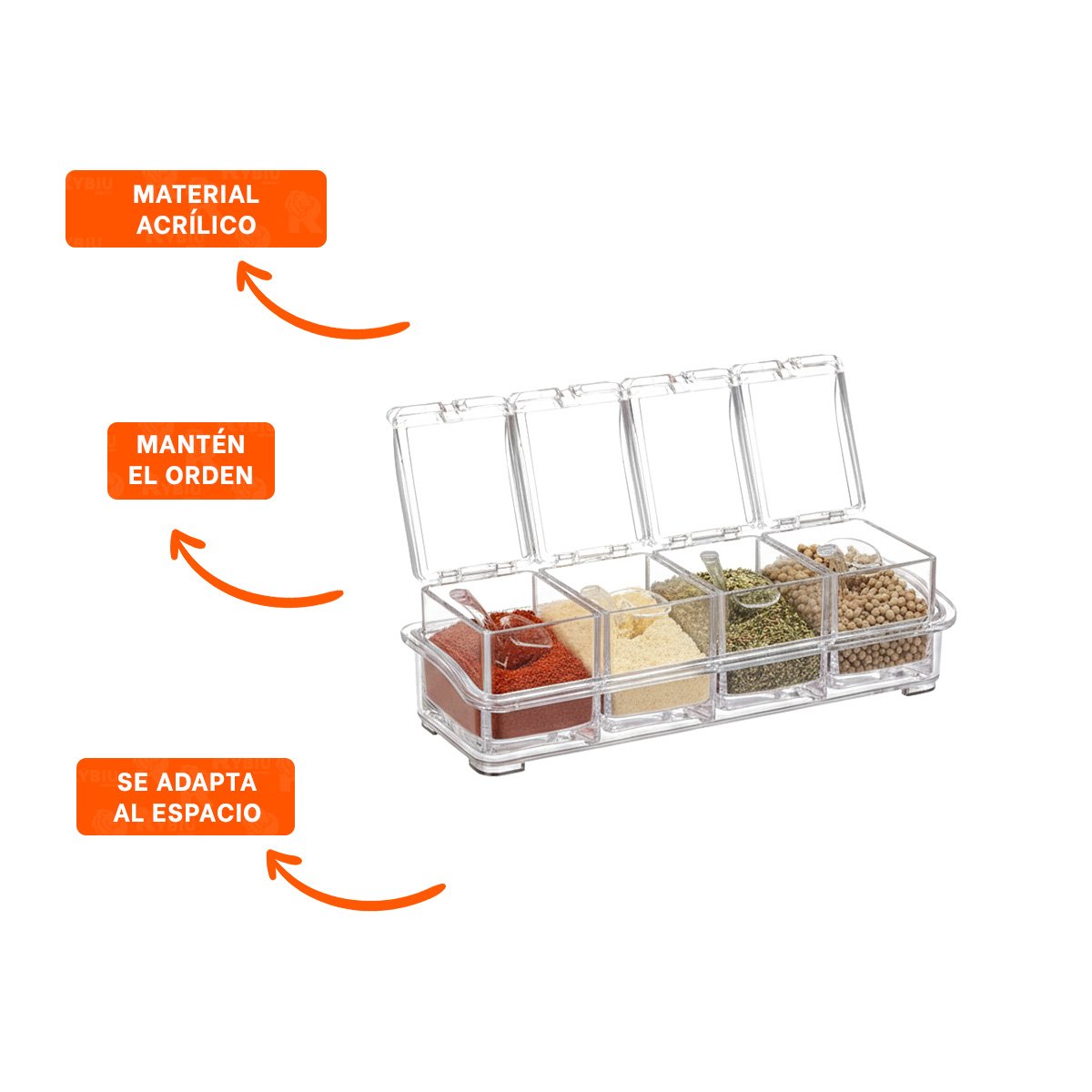 CONDIMENTEROS DESMONTABLES ACRILICO SET 4 PARA LA UTILIDAD DE HIJOS SANOS Y+LIGAS REGALO - 5