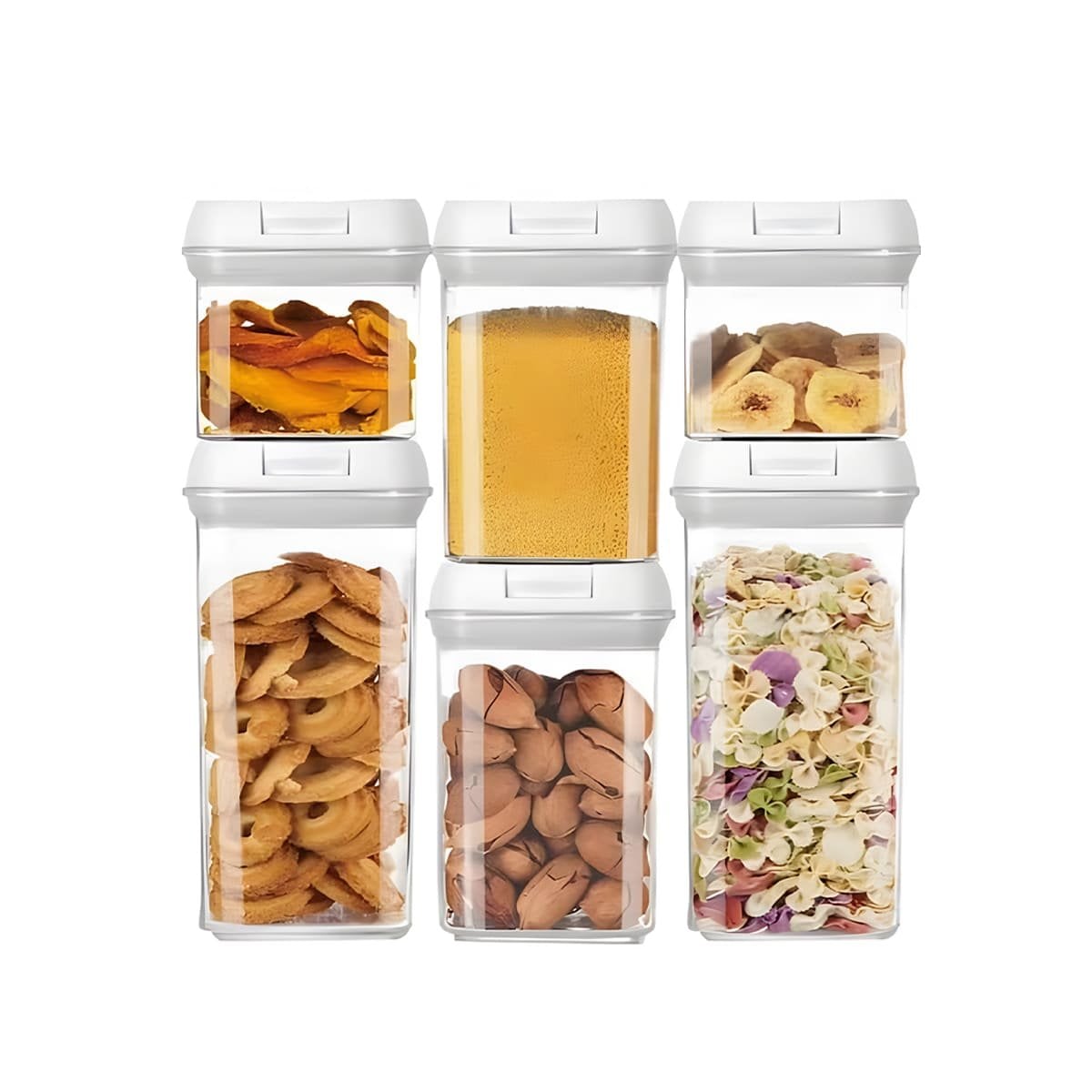 CONTENEDORES DE ALIMENTOS TAPA BLANCA SET 6 DE MATERIAL FUERTE EN SU HOGAR Y+REGALO STICKER - 1