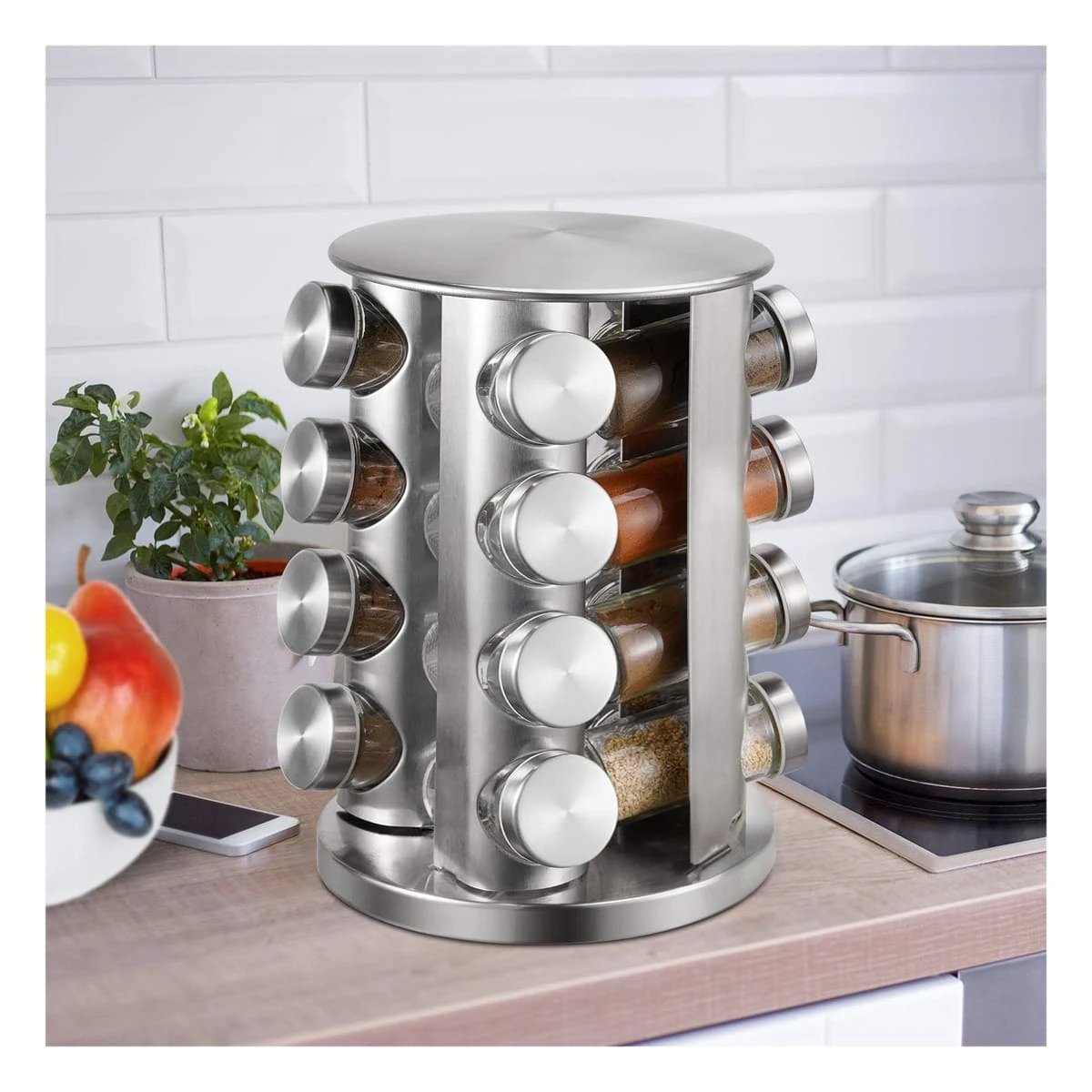 PACK4 ORGANIZADOR DE ESPECIAS 16 FRASCOS DE GRAN CALIDAD PARA MUCHA CARGA Y+PAPEL REGALO - 2